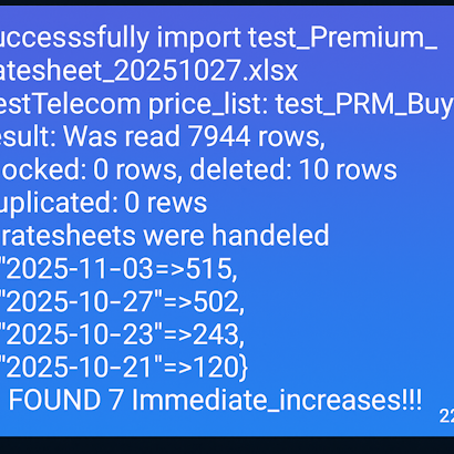 IXC auto rate import result