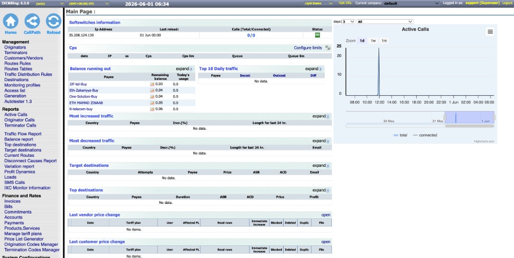 Legacy v6 billing UI — dense sidebar and dashboard tables